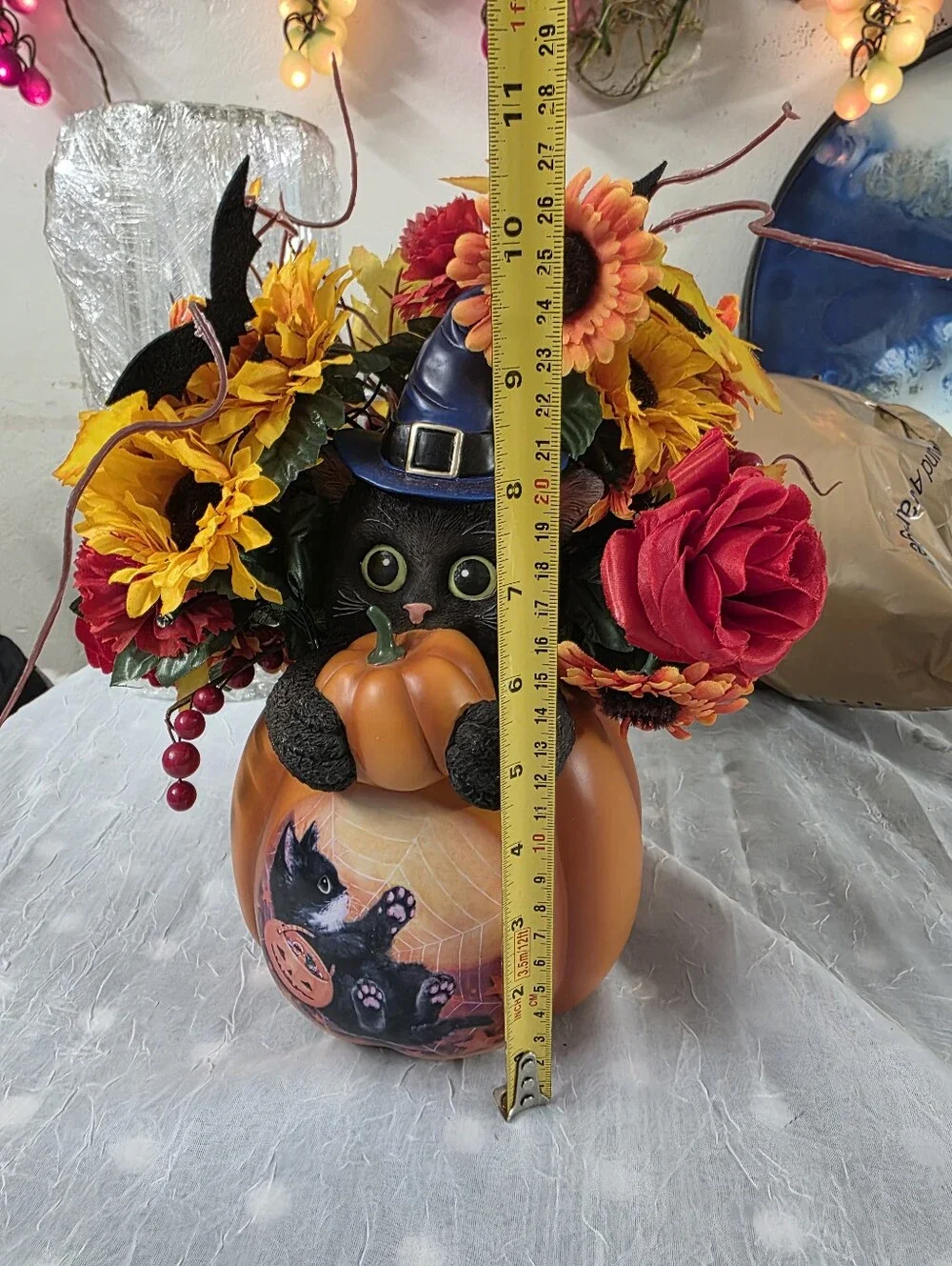 The Bradford Exchange Kayomi Harai Scaredy Cat Always in Bloom Lighted Halloween